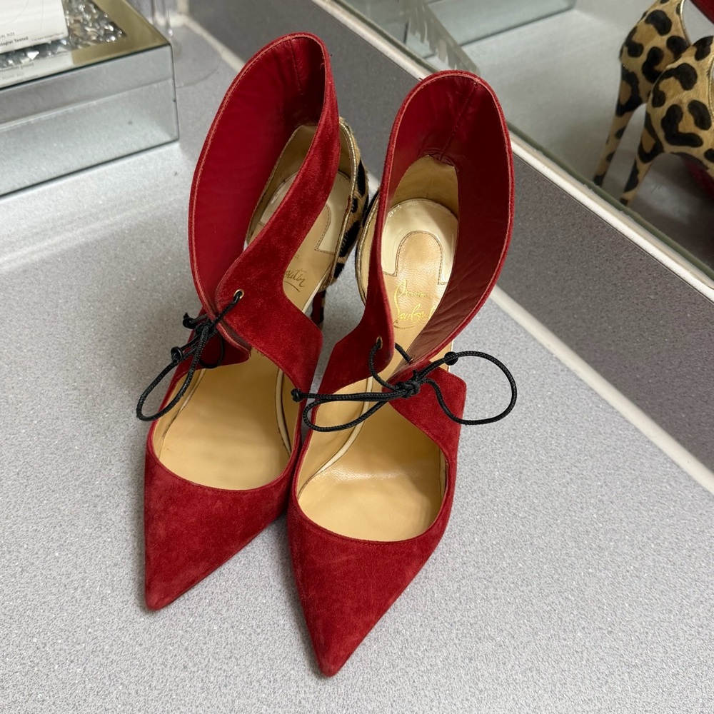 Christian Louboutin Ferme Rogue 100mm Suede Pony Hair Heels